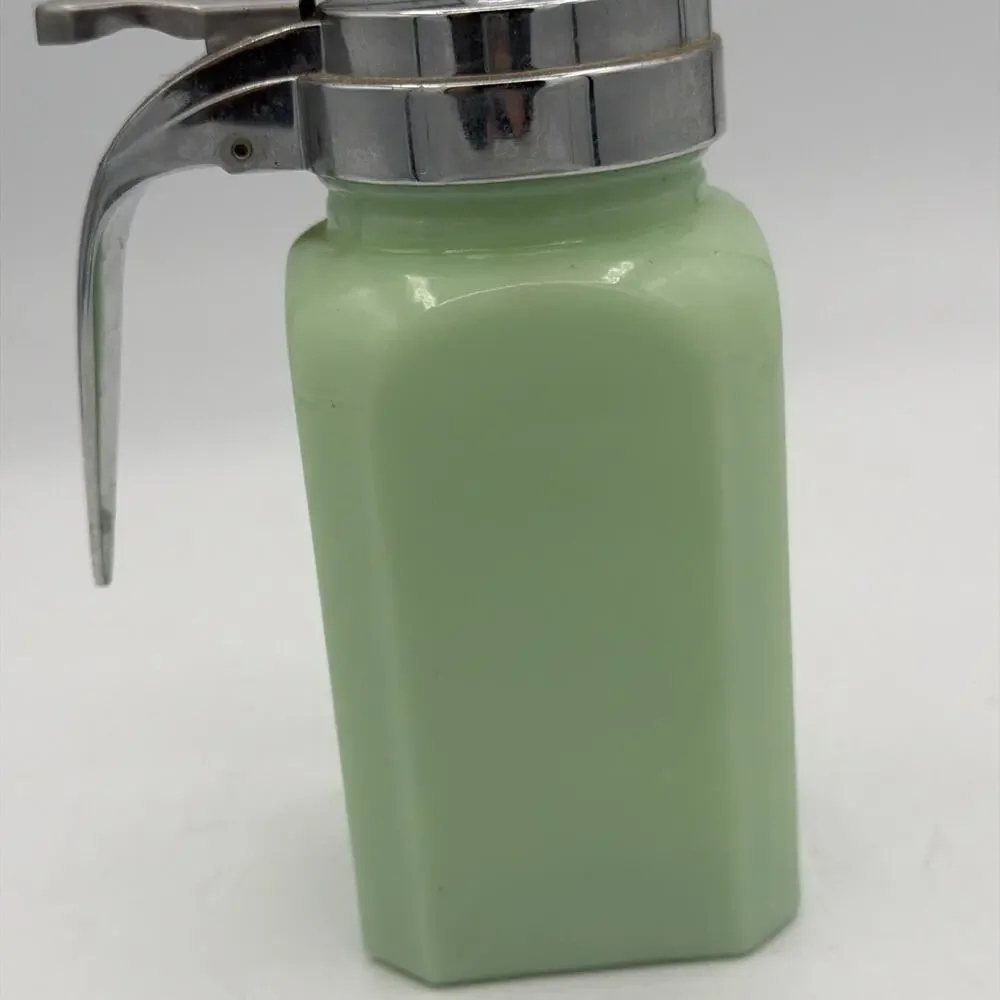 Vintage Jadeite Green MAPLE Syrup, Anchor Hocking Glass Dispenser Pancakes Gift
